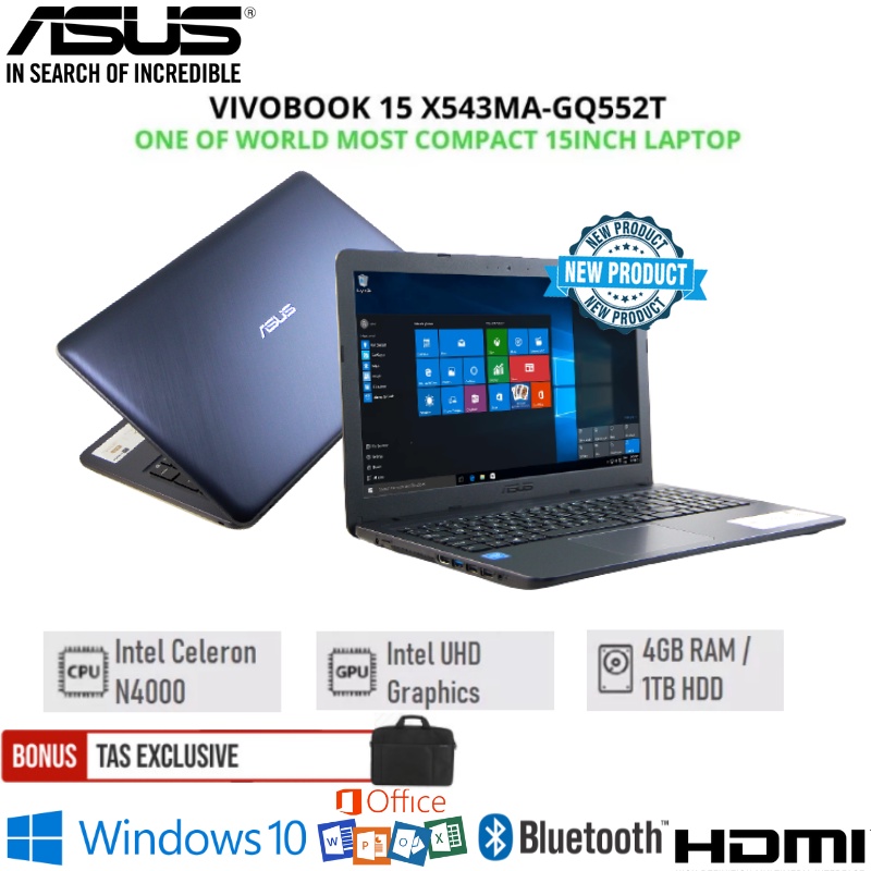 Jual Asus Vivobook X543ma Gq552t 15 6 Hd Celeron N4000 4gb 1tb Hdd