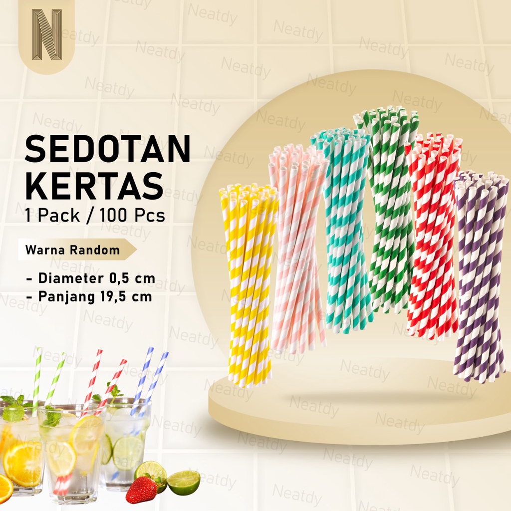 Jual Sedotan Kertas Paper Straw Party Straw Sedotan Acara Motif Warna