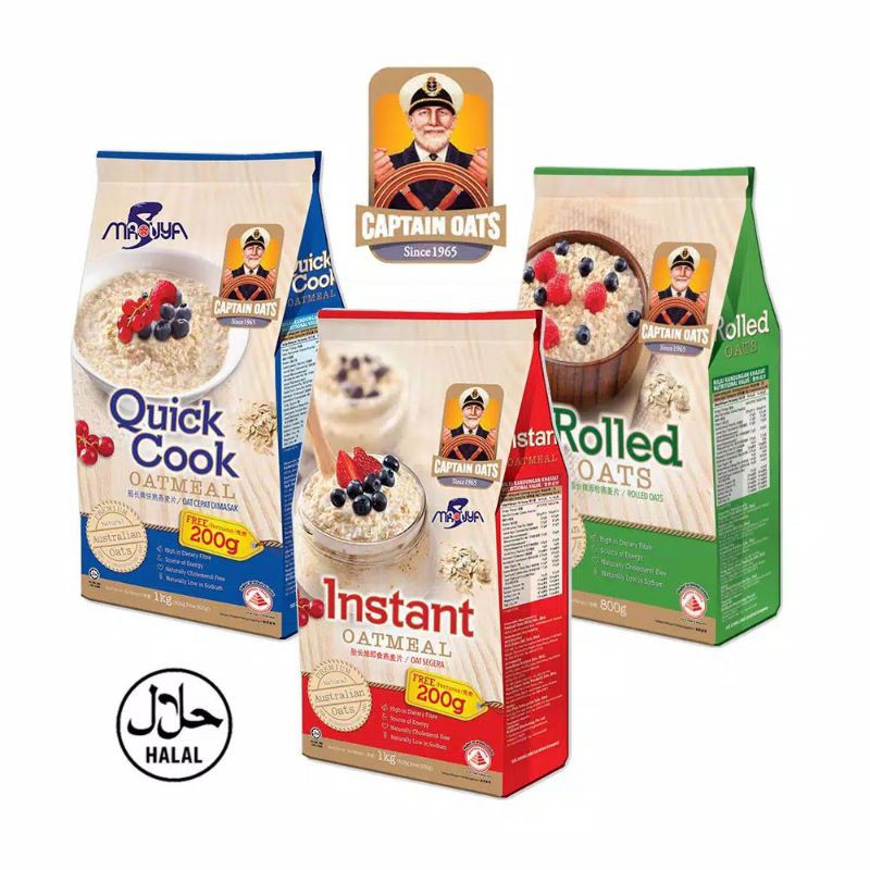 Jual captain oats instant /quick cooking 800gram | Shopee Indonesia
