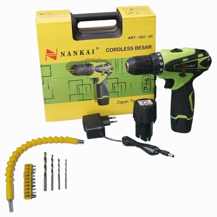 Jual Nankai Cordless Drill Baterai Bor Baterai V Charger Shopee