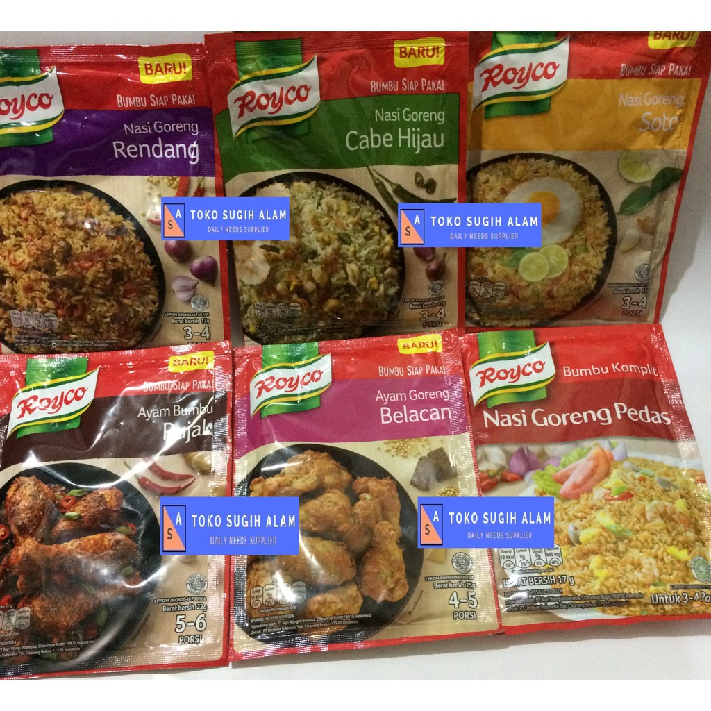 Jual ROYCO BUMBU NASI GORENG RENDANG, CABE HIJAU, PEDAS, SOTO, AYAM ...