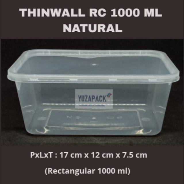 Jual Thinwall Rectangular 1000 Ml Natural Food Container Take Away