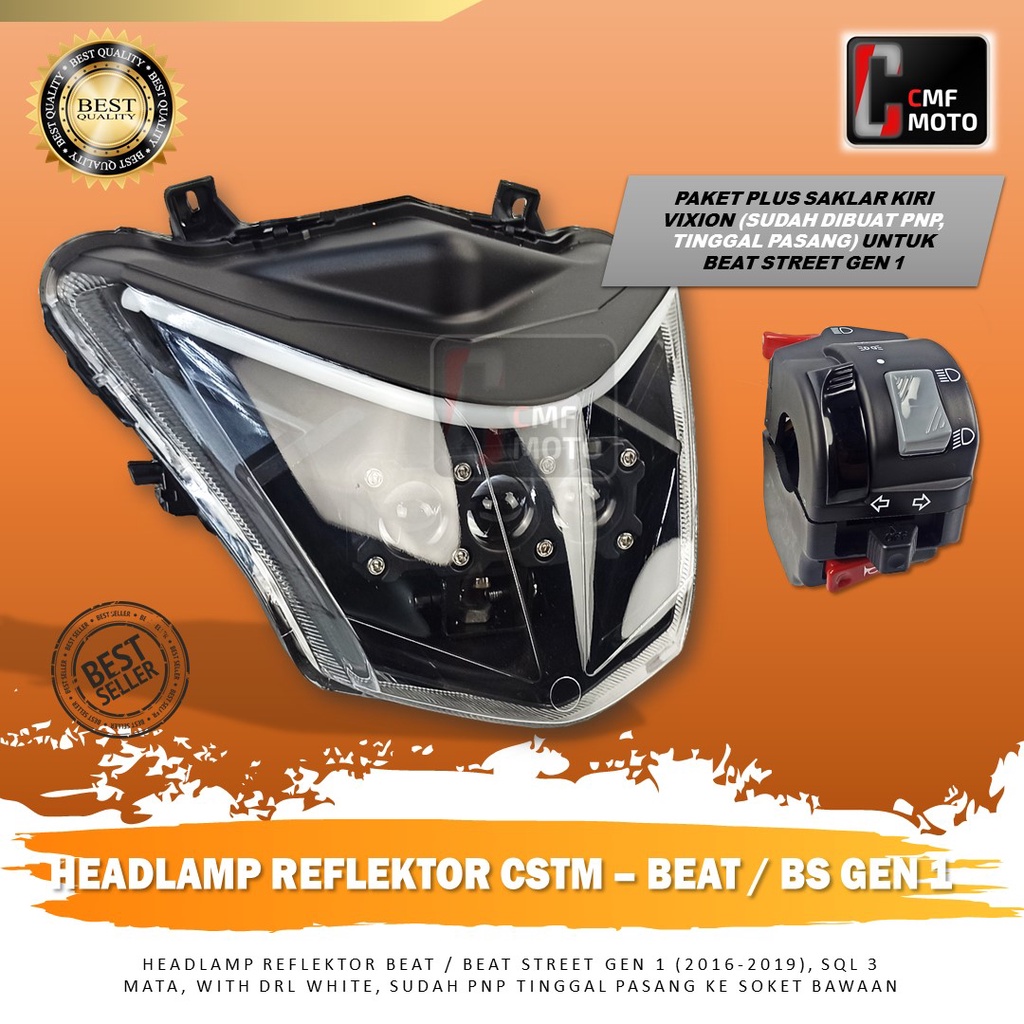 Jual Lampu Headlamp Beat Dan Beat Street Gen Model Cstm Reflektor Beat Dan Beat Street