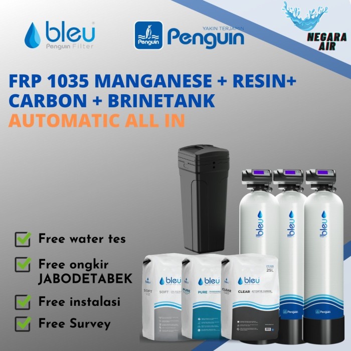 Jual Paket Filter Air Penguin Bleu Sumur Toren Tandon Pdam Saringan Air FRP 1035 Auto Mangan