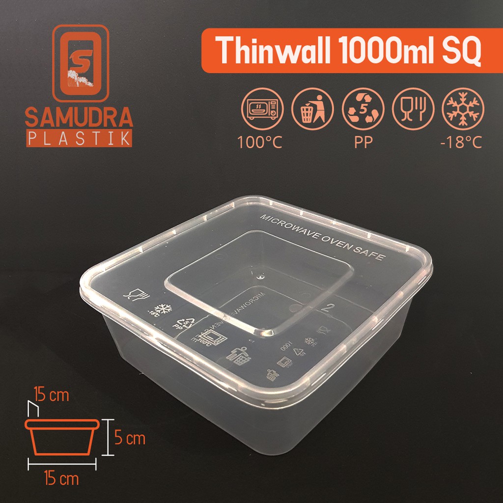 Jual Thinwall 1000 Ml Sq Kotak Makanan Plastik Food Container