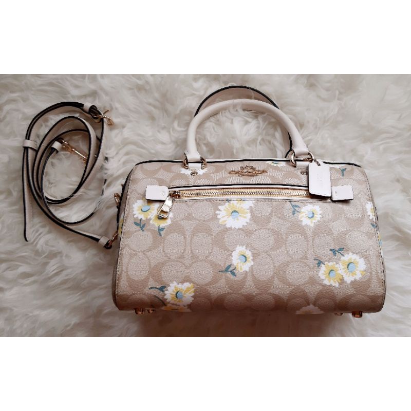 Coach Rowan Satchel In store Signature Canvas Daisy