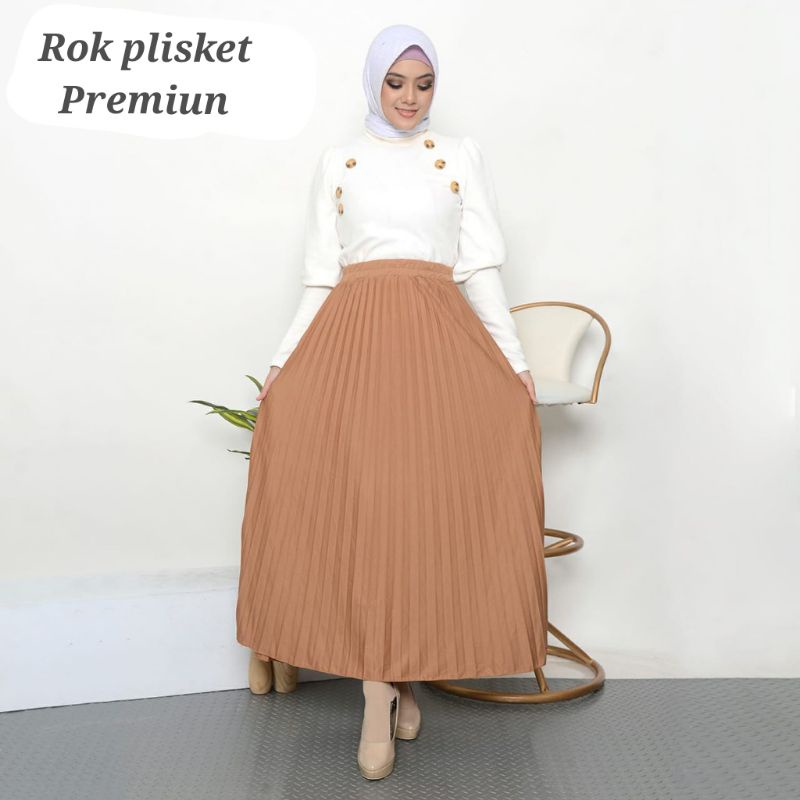 Jual rok wanita- rok plisket premium (bahan hyget super premium ...