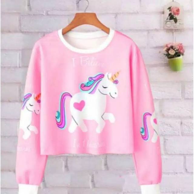 Sweater crop unicorn hot sale