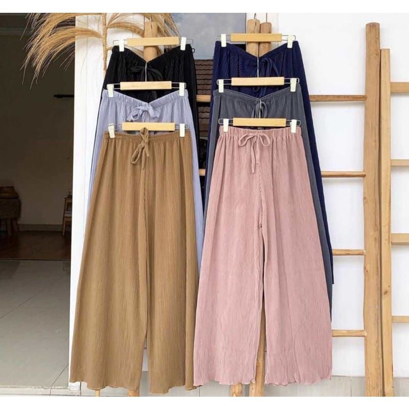 Jual Celana Kulot Plisket Lidi Tali Ribbon Pleated Cullotes Bawahan ...