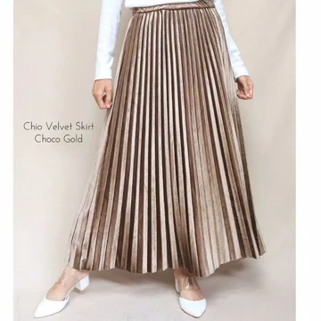 Rok Plisket Bludru Premium Velvet Skirt Rok Plisket Bludru Panjang