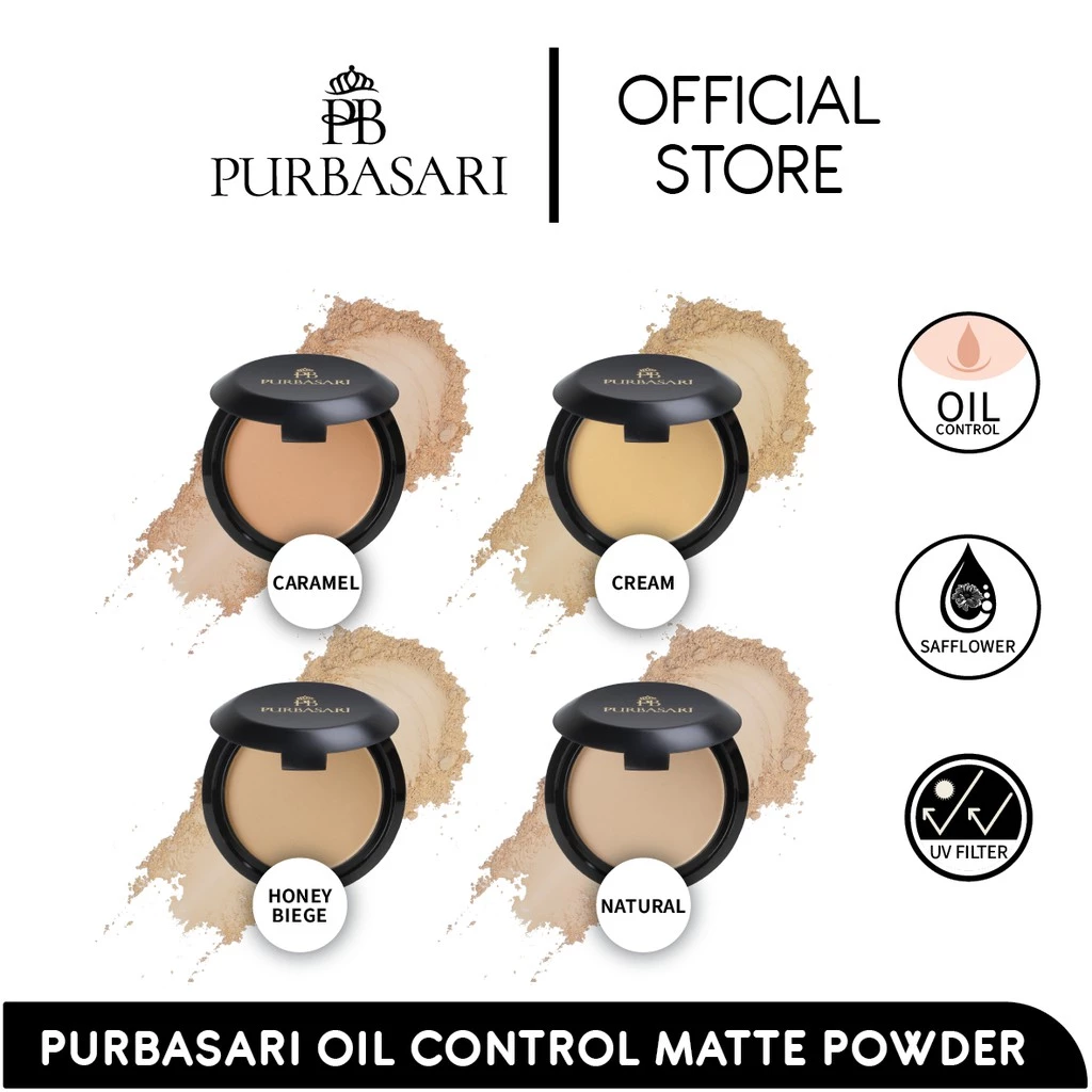 Purbasari Bedak Matte Tahan Lama Honey Beige dan Bedak Padat Oil Control