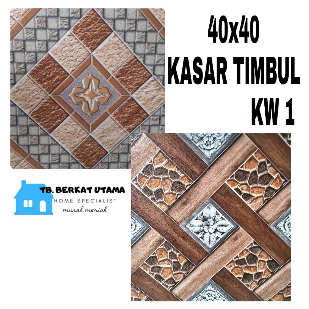 Jual Keramik Lantai 40x40 Kasar Coklat Timbul Bunga Wajik Keramik Lantai Garasi Carport 40x40 9446