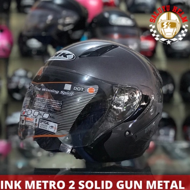Jual HELM INK METRO 2 DOUBLE VISOR GUN METAL | Shopee Indonesia