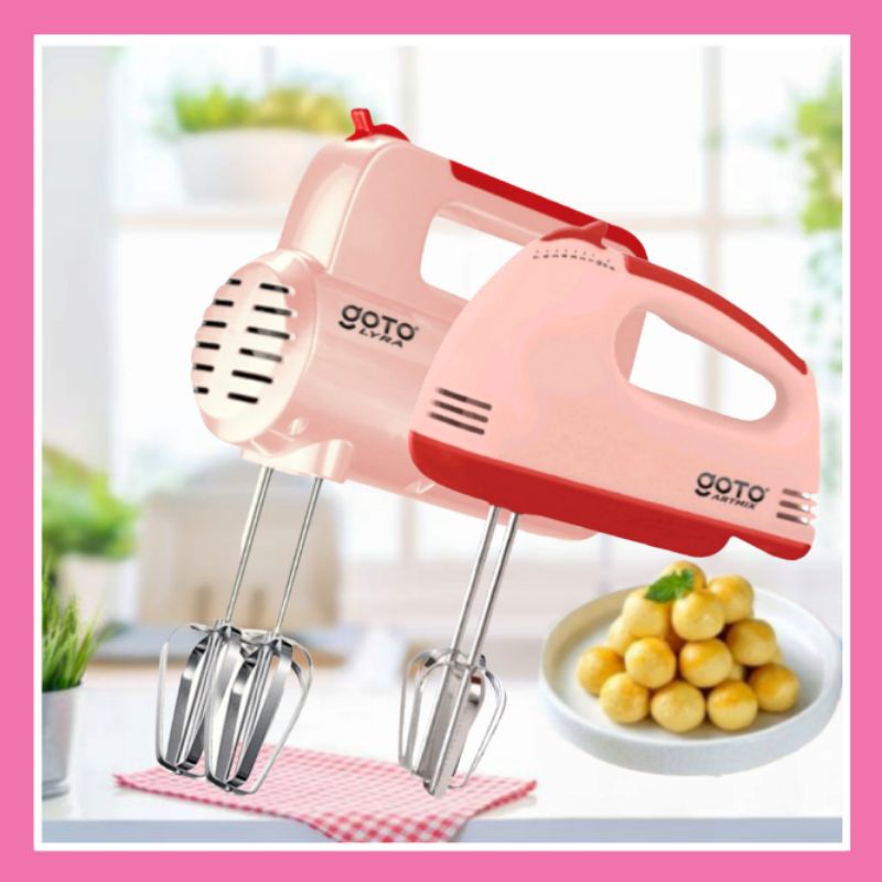 Jual Hand Mixer Goto Alat Pengaduk Serbaguna 7 Speed Pink Color