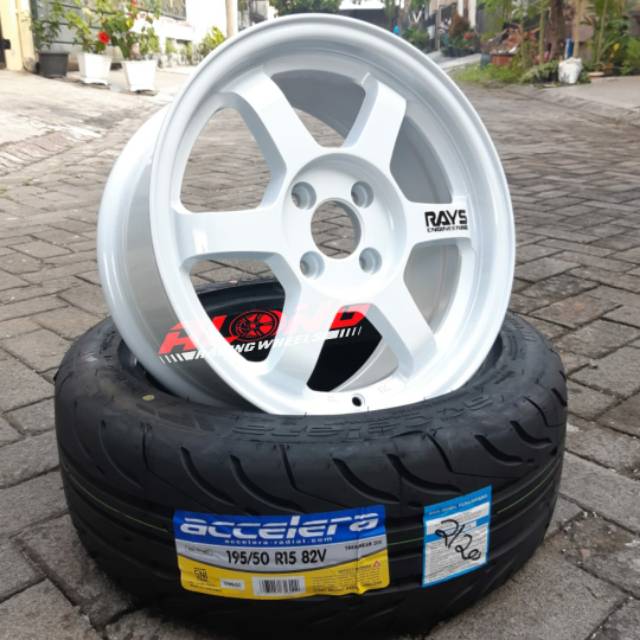 Jual VELG Repl. RAYS TE37 SAGA R15 White | Shopee Indonesia