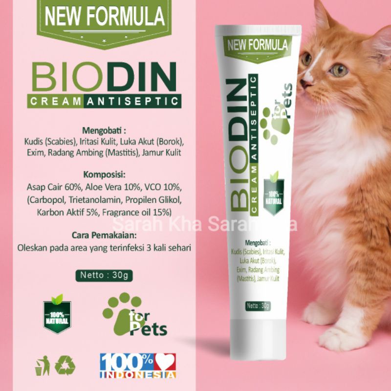 Jual Biodin Cream Antiseptic Obat Luka Hewan Scabies Exim Gr