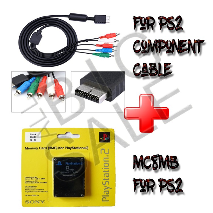 Jual PAKET MURAH Sony PS2 / PS3 Component Cable FREE Sony PS2 Memory ...