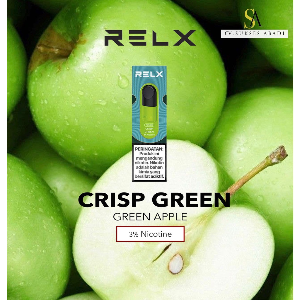 Jual RELX Vape Pod Cotton 2PCS Crisp Green (rasa apel) RELXPOD (Cotton