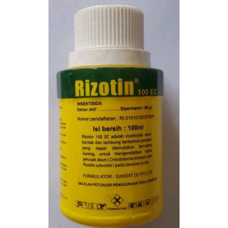 Jual RIZOTIN 100EC KEMASAN 100ML INSEKTISIDA PEMBASMI ULAT DAUN ...