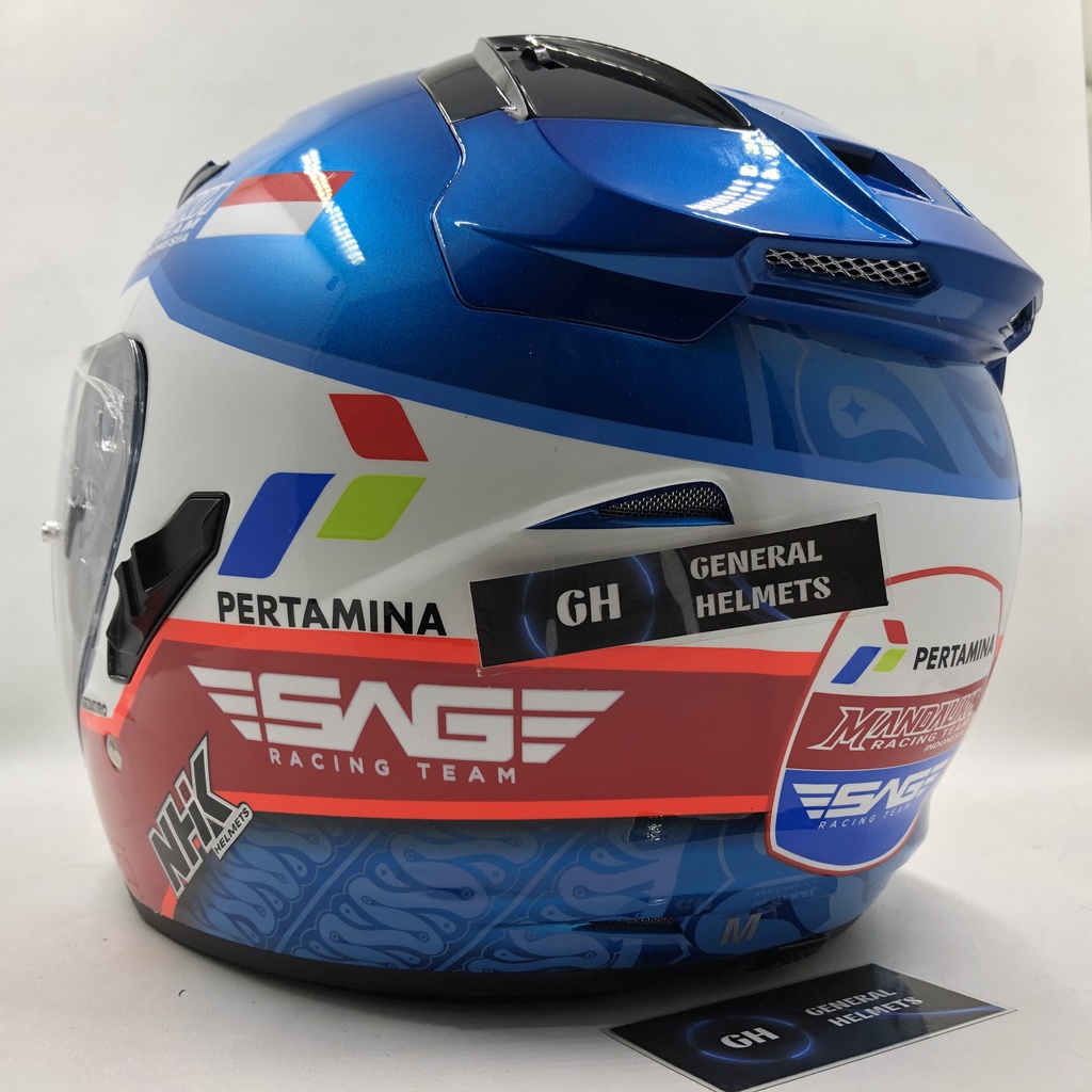 Jual HELM NHK R1 GP EDITION MANDALIKA BLUE MD DOUBLE VISOR HALF FACE ...