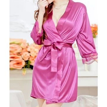 •OKEY BELI•BT004 Baju Tidur Sexy Kimono Set G String Bahan Satin Adem Piyama Satin Lengan Pendek