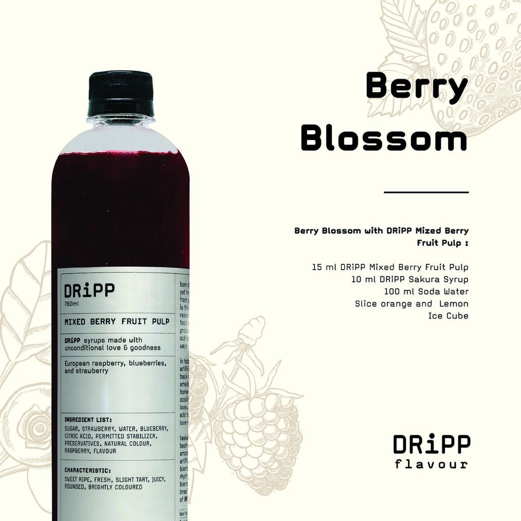 Jual DRiPP Mixed Berry Fruit Pulp Syrup 760 ML - Sirup Minuman Rasa ...