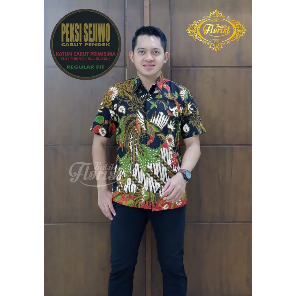 Jual Batik Solo PEKSI SEJIWO PENDEK Kemeja Pria Katun Cabut Primisima ...
