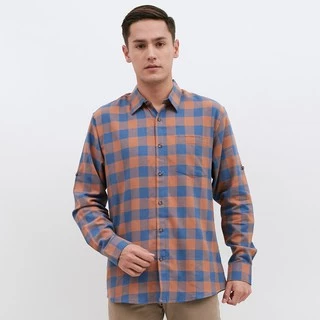 M231 Kemeja Pria Flannel Panjang Coklat 1896A