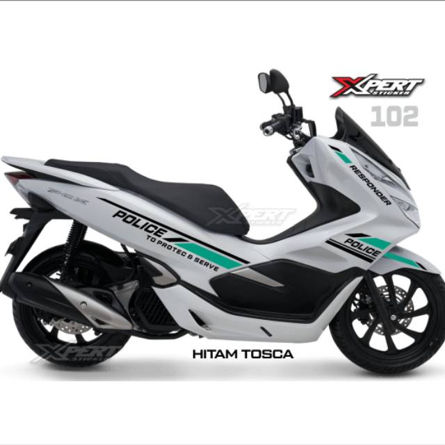 Jual Cutting Sticker Honda Pcx Putih Striping Hitam Hijau Tozca