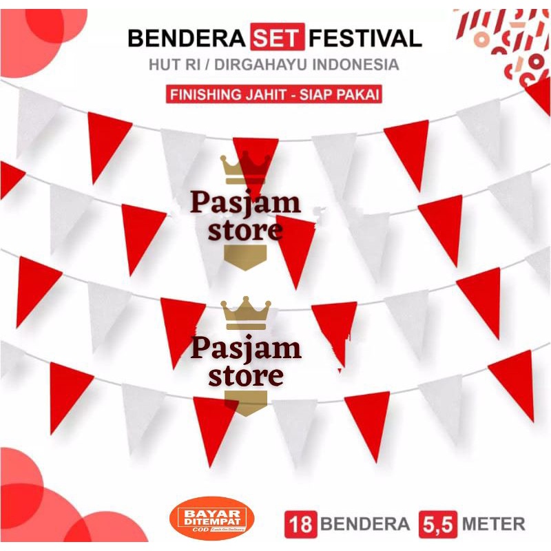 Jual Bendera Rentang Festival Bunting Flag Merah Putih Bendera Segitiga Kain Besar Bendera Umbul 3614