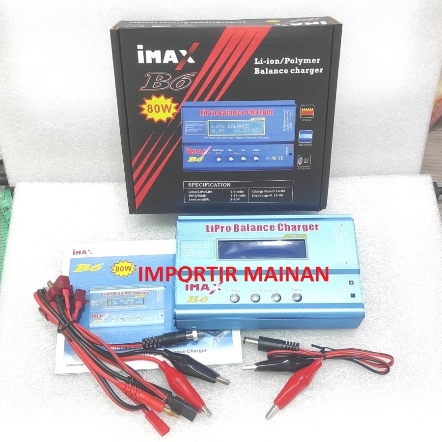 Akozon Chargeur Balance B6 80W – LCD, Déchargeur Pour Batteries LiPo/NiMH (sans Prise)