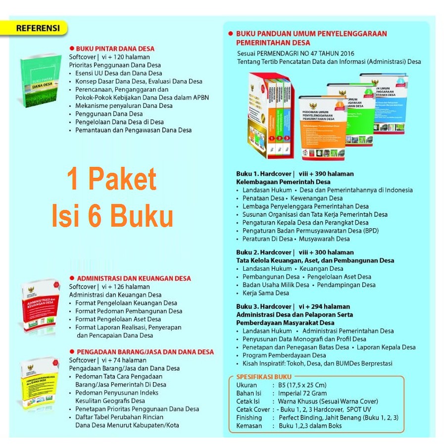 Jual Buku Pedoman Umum Pemerintahan Desa - 1 Paket Isi 6 Buku (100% ...