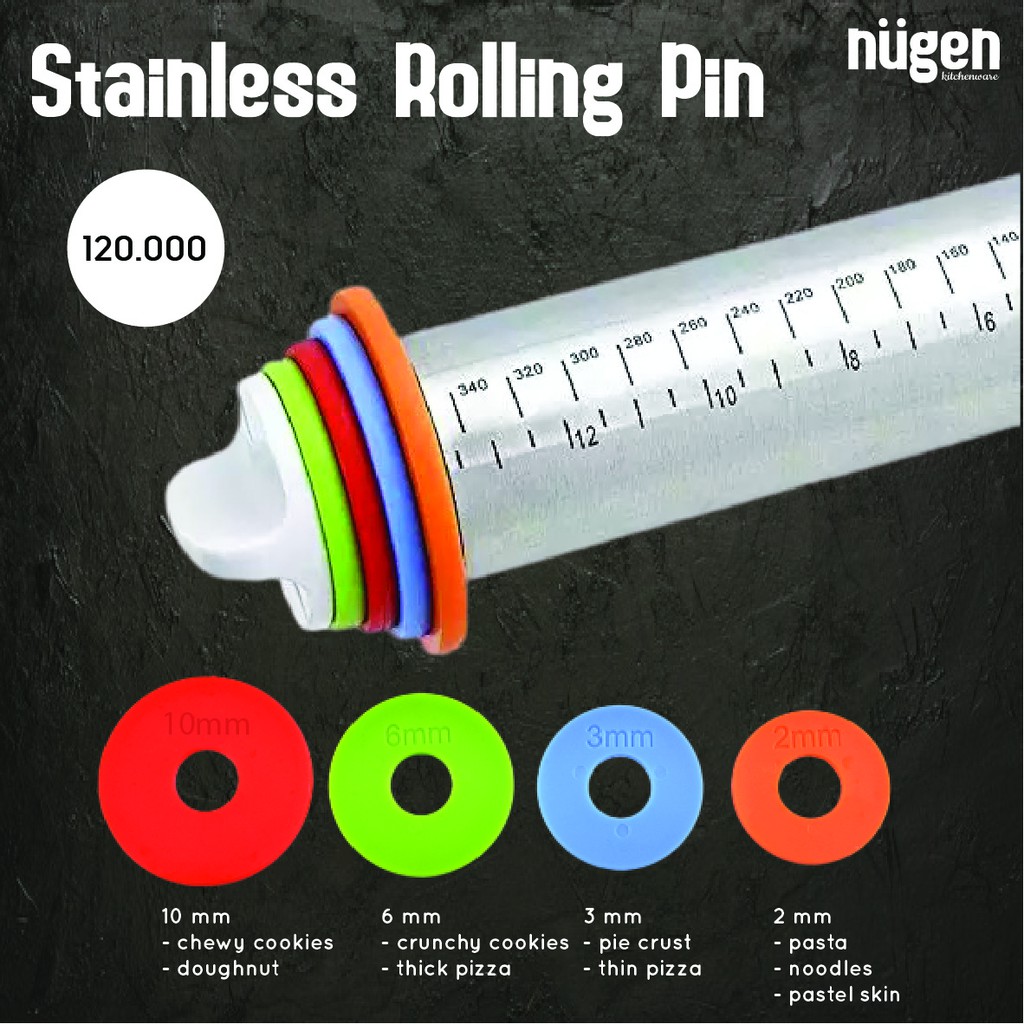 Jual Adjustable Rolling Pin Stainless 45 cm | Shopee Indonesia