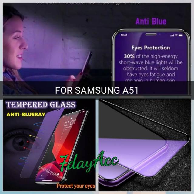 Jual Blue Ray tempered glass a51 a71 Oppo a31 realme C3 s10 lite note 10 lite 10lite v19 anti