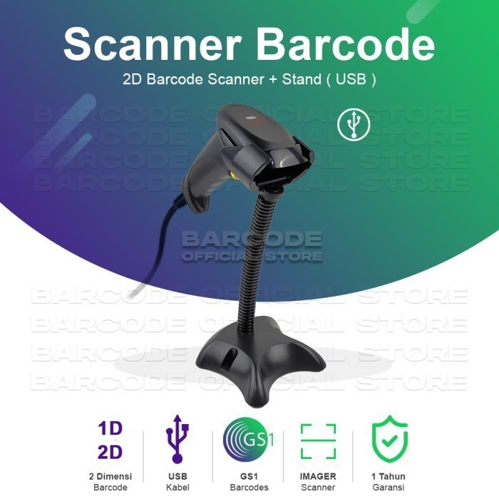 Jual SCANNER BARCODE KASSEN KS-605 IMAGER 2D With Stand Auto Sense USB ...