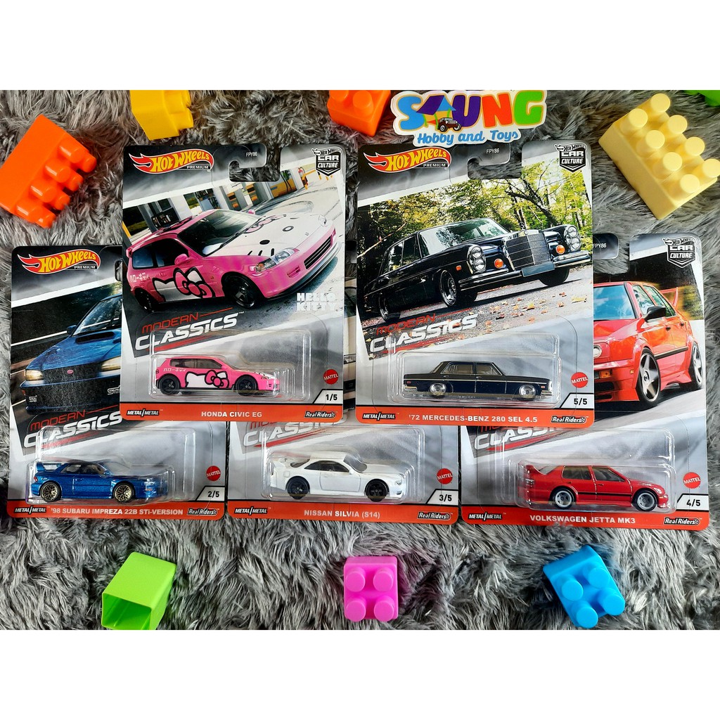 Hot Wheels Car Culture Modern Classic Set Hello Kitty Mercedes-Benz 280  Honda Civic Volkswagen Collection