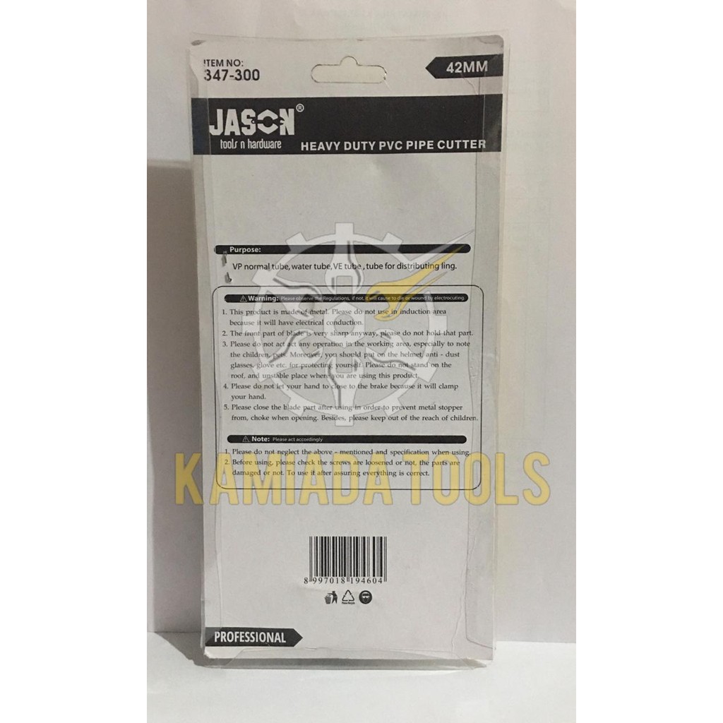 Jual Tang Potong Pipa PVC Jason 42mm (347-300)/Gunting PVC/Gunting Pipa ...