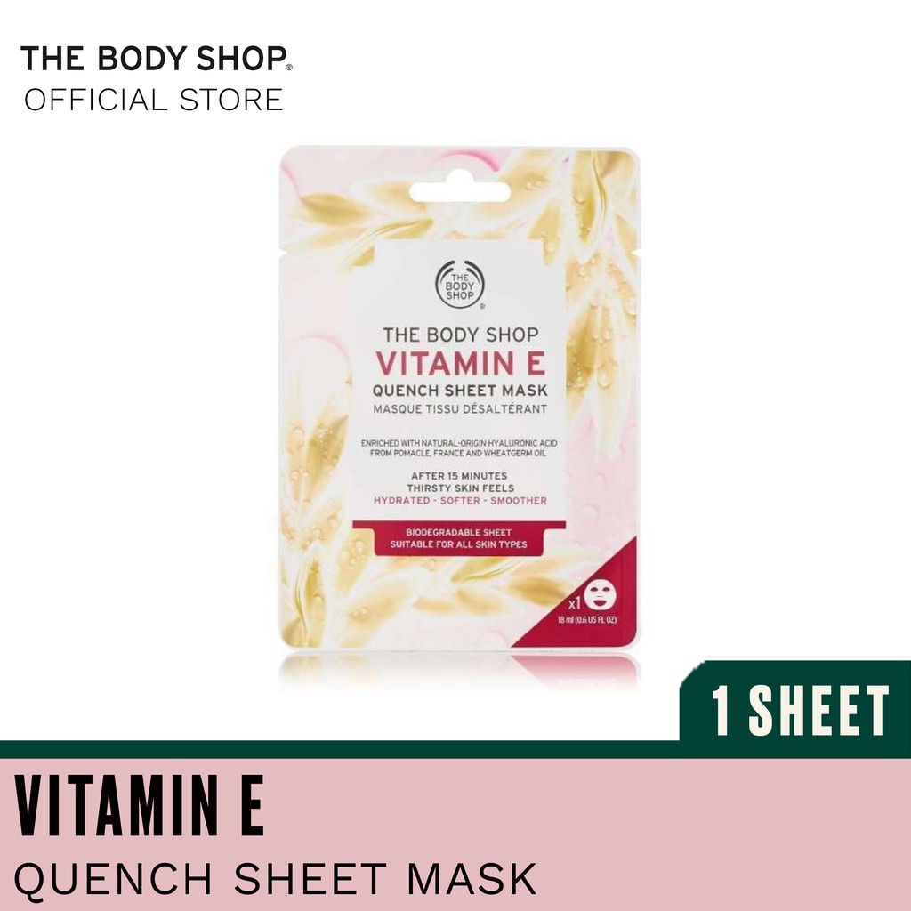 Jual The Body Shop Vitamin E Quench Sheet Mask 18ml Shopee Indonesia
