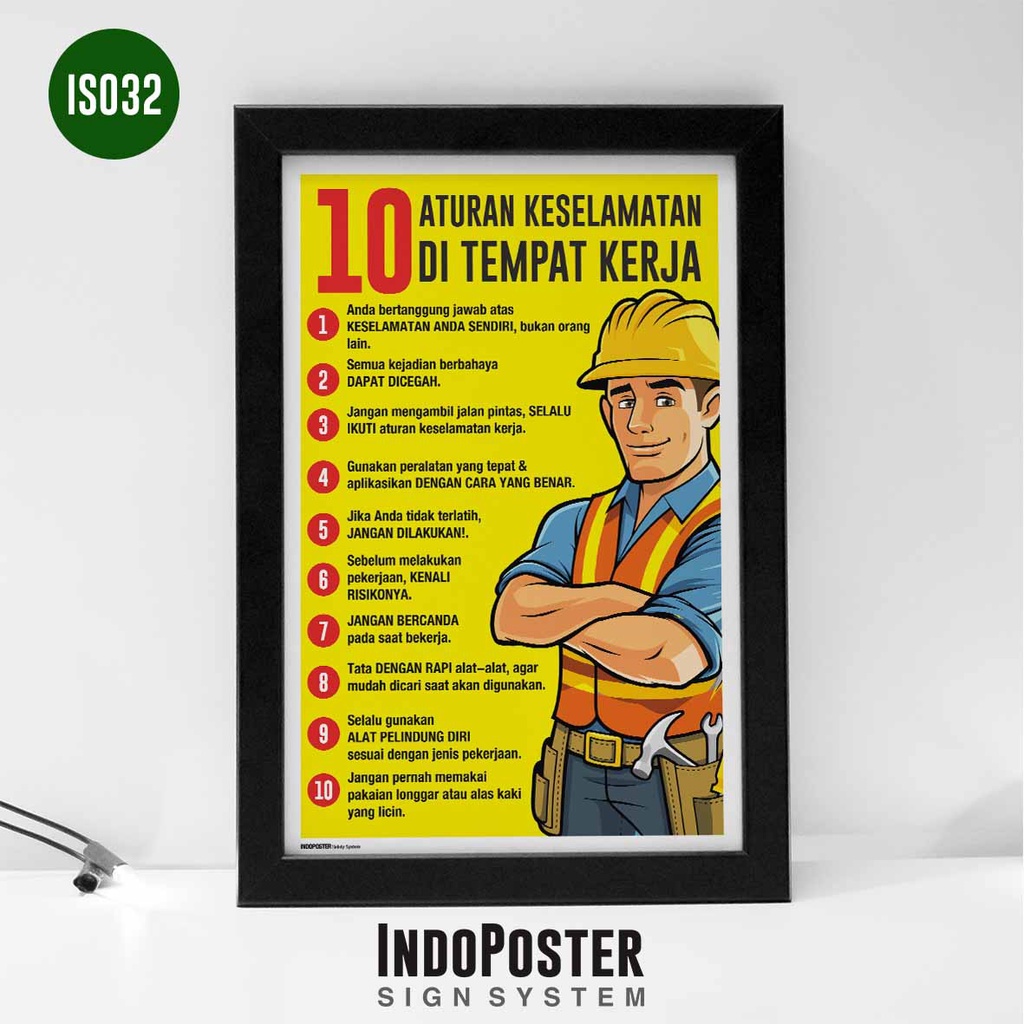 Jual Poster Safety K3 10 Aturan Keselamatan Di Tempat Kerja A2 60x40cm