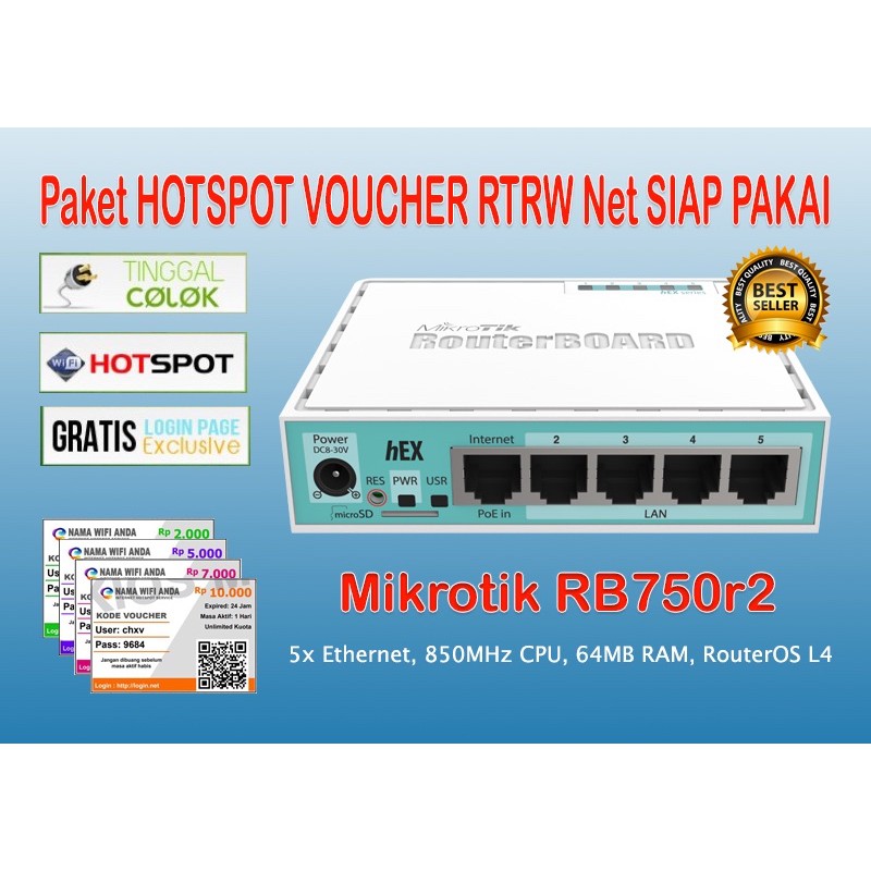 Jual Paket Mikrotik RB750r2 Plus Setting Hotspot RT RW Net Sistem ...