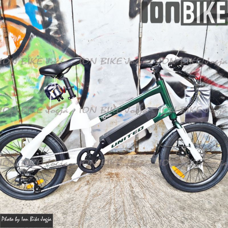 Jual Mini velo Ebike United galio 20 Inch sepeda minivelo elektrik listrik pedal assist gallio murah Shopee Indonesia