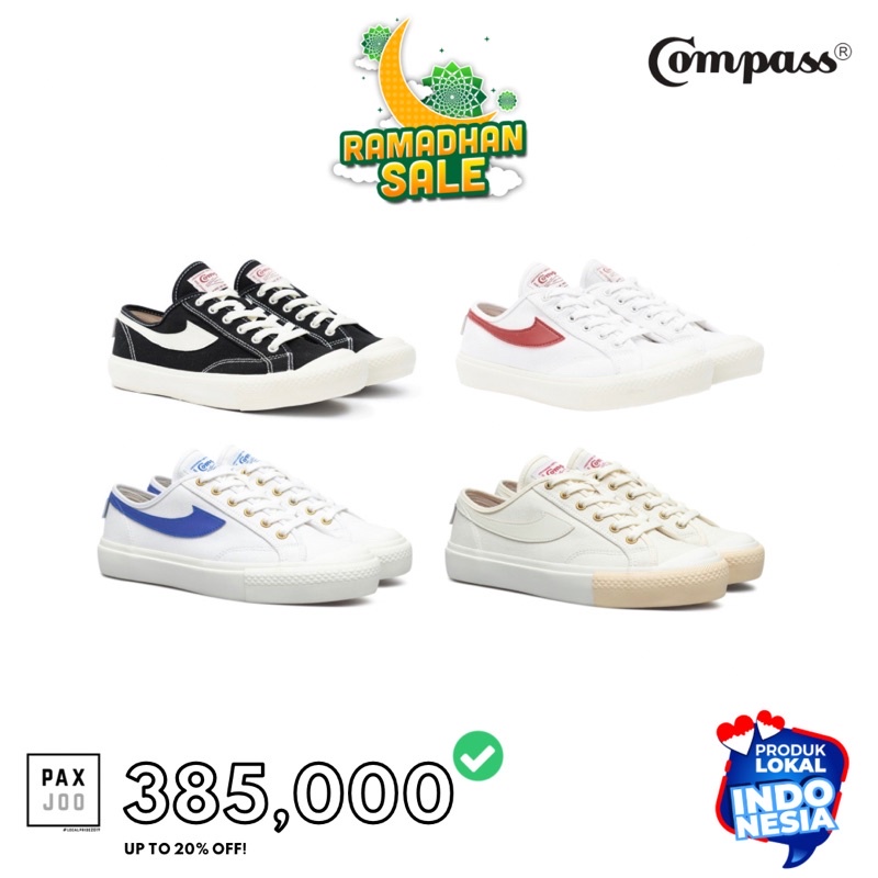 Jual Sepatu Compass Gazelle Low Original Brand New Black White Cream White Blue White Red