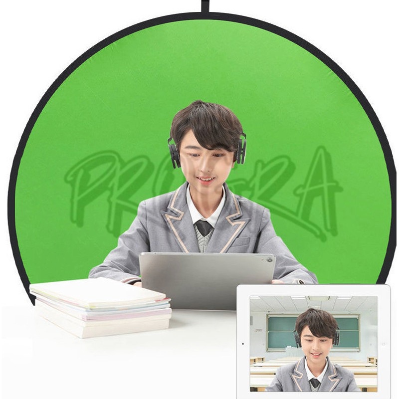Jual Portable green screen webcam round background gaming chair green