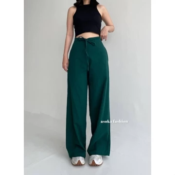 ASOKA Rachel Pants 2431 Celana Highwaist Tali Celana Linen Crinkle Kulot Casual