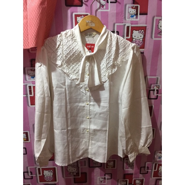 Jual KEMEJA TALI RENDA PUTIH ( SALE ) | Shopee Indonesia