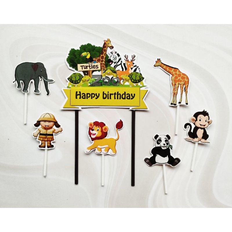 Jual hiasan kue ulang tahun nasi tumpeng cake topper karakter animal ...
