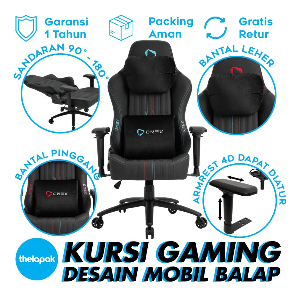 Jual Kursi Gaming ONEX FT700 Premium Quality Gaming Chair Bangku