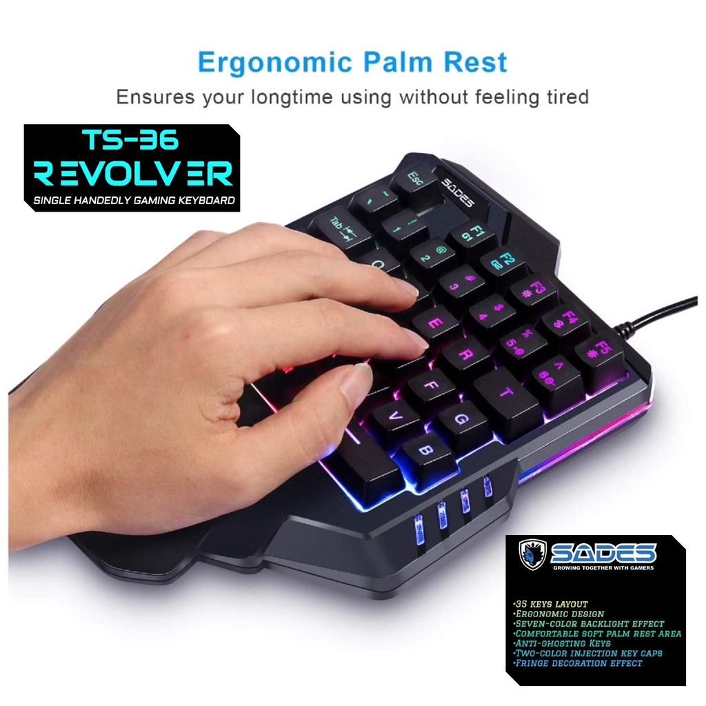 Jual Gaming Keyboard Single Hand Sades Revolver Ts 36 With Rgb Shopee Indonesia 6173