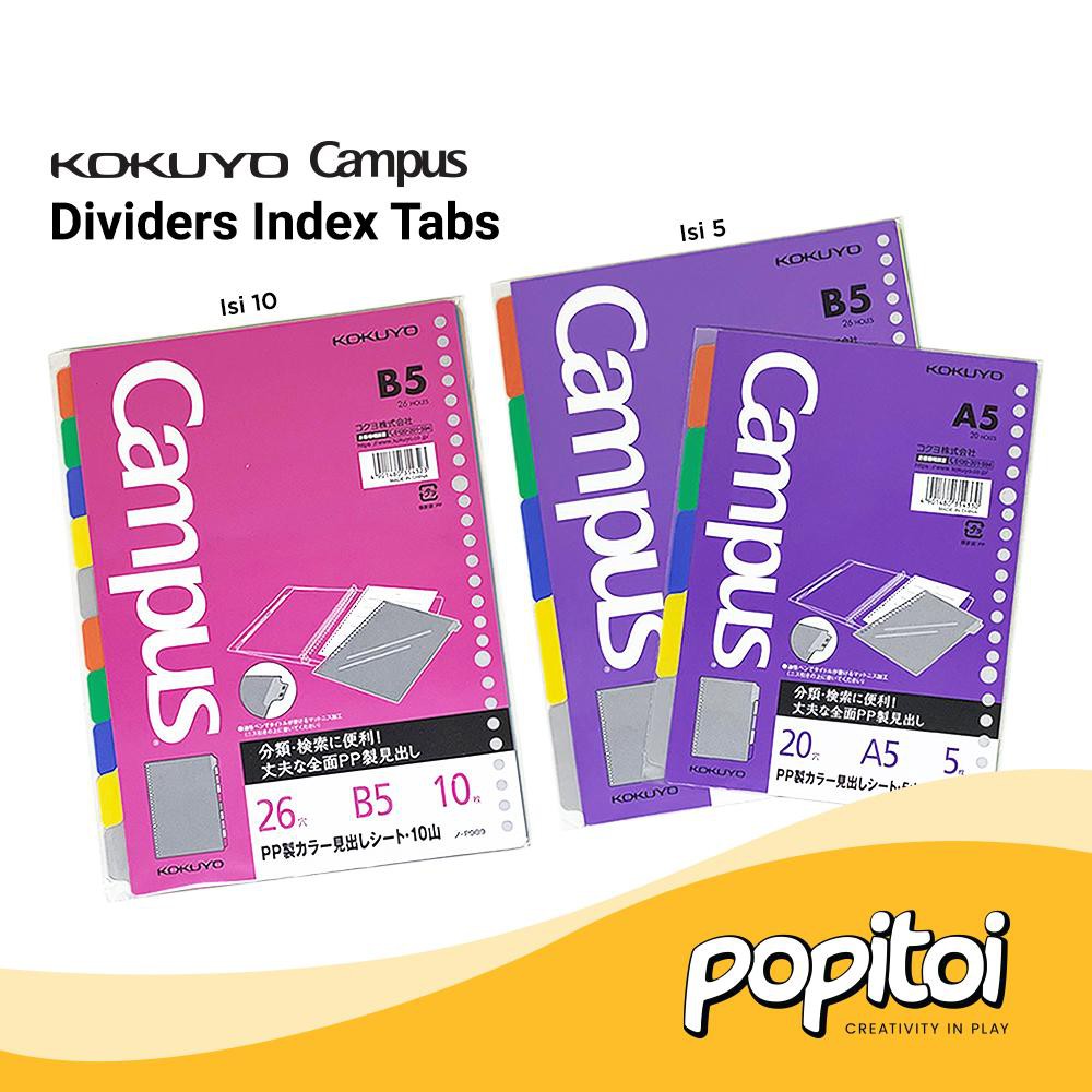 Jual KOKUYO Campus Loose Leaf Divider A5 B5 Binder Index Tabs Pembatas ...