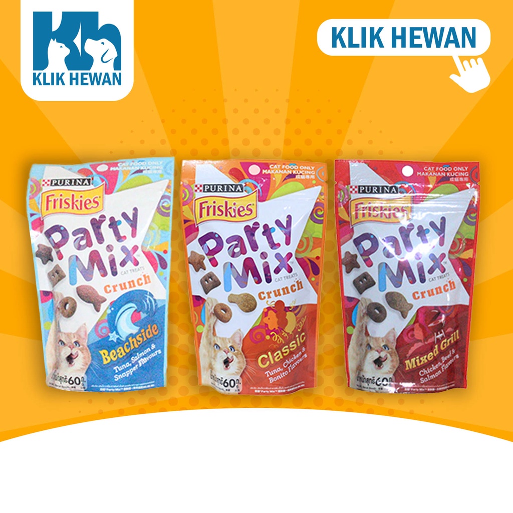 Jual Friskies Party Mix All Varian 60 Gram / Camilan Kucing / Makanan
